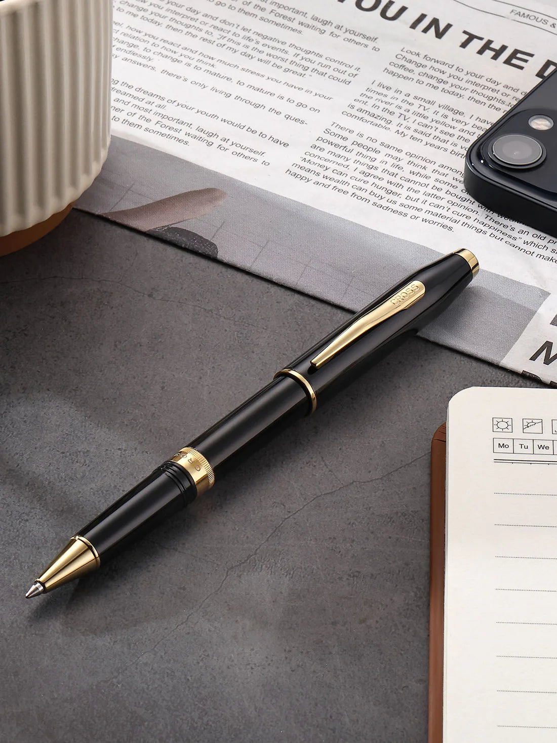 Cross Foundry Glossy Black Lacquer with PVD Gold Appointments Rollerball Pen