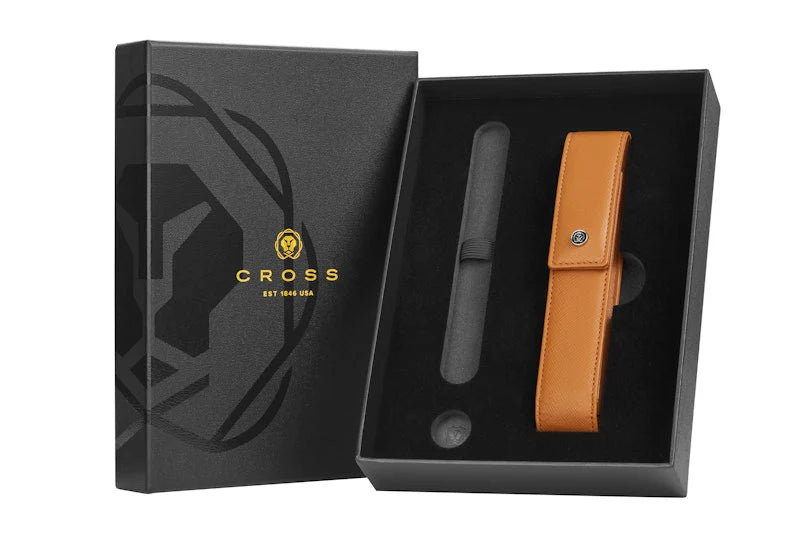Cross Mocha Leather Magnetic Single Pen Case Gift Bundle
