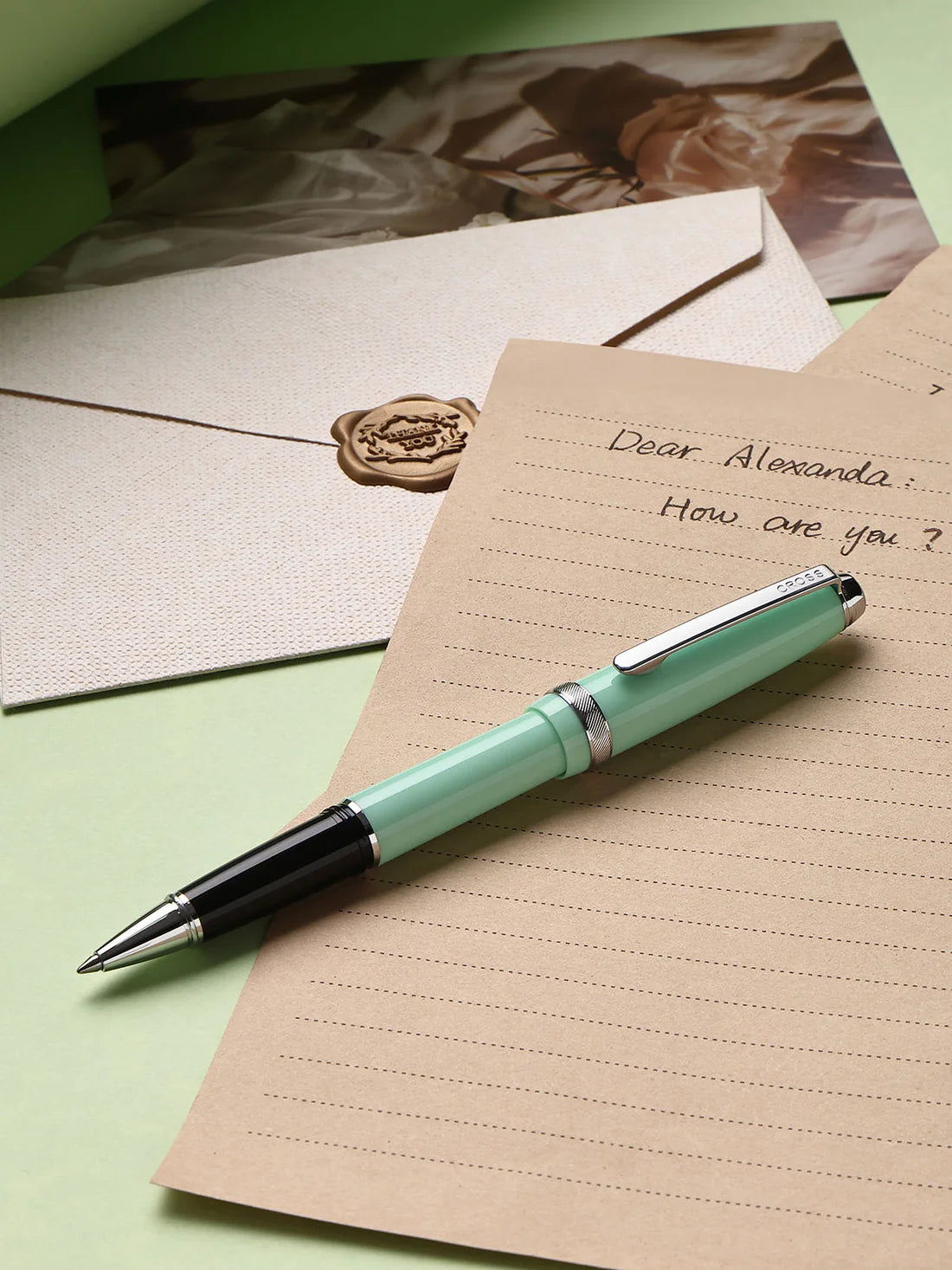 Cross Lume Seafoam with Polished Chrome Appointments Rollerball Pen
