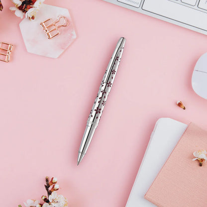 Cross ATX® Cherry Blossom Polished Chrome with Polished Chrome Appointments Rollerball Pen