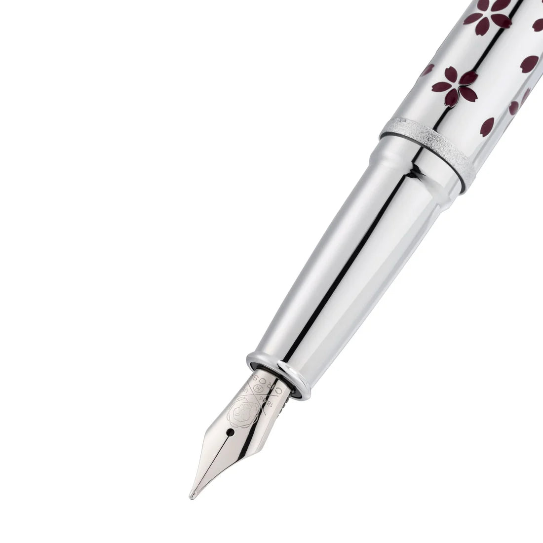 Cross ATX® Cherry Blossom Polished Chrome with Polished Chrome Appointments and Chrome Plated Medium Nib Fountain Pen