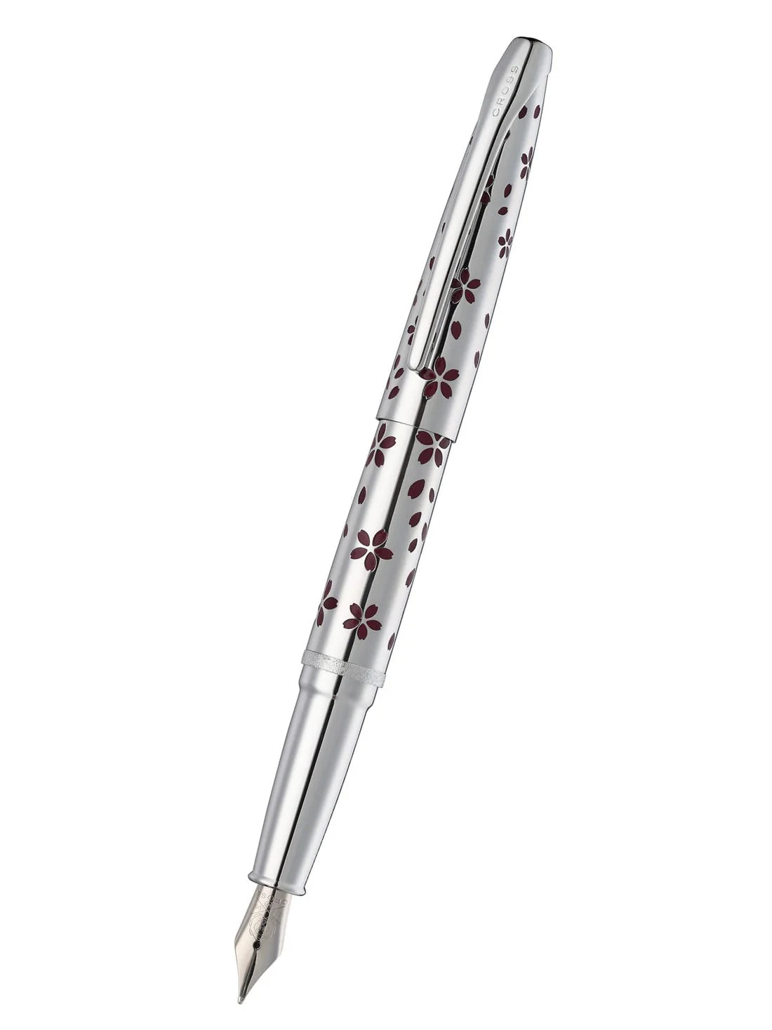 Cross ATX® Cherry Blossom Polished Chrome with Polished Chrome Appointments and Chrome Plated Medium Nib Fountain Pen