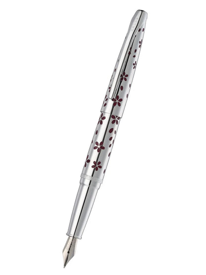 Cross ATX® Cherry Blossom Polished Chrome with Polished Chrome Appointments and Chrome Plated Medium Nib Fountain Pen