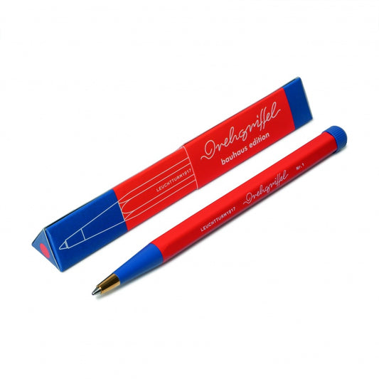 Red / Royal Blue, Drehgriffel Nr. 1, Bauhaus Edition, ballpoint pen with royal blue ink