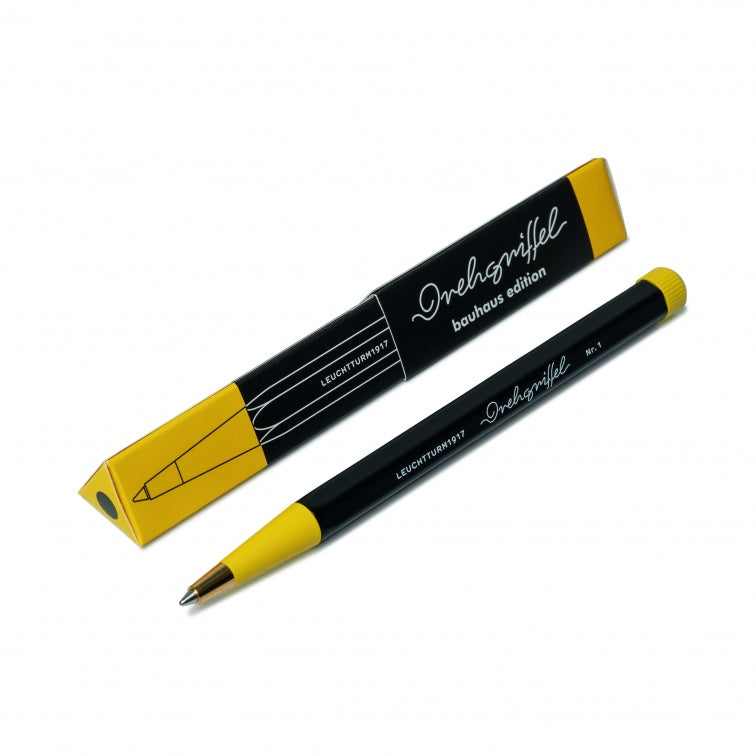 Black / Lemon, Drehgriffel Nr. 1, Bauhaus Edition, ballpoint pen with royal blue ink