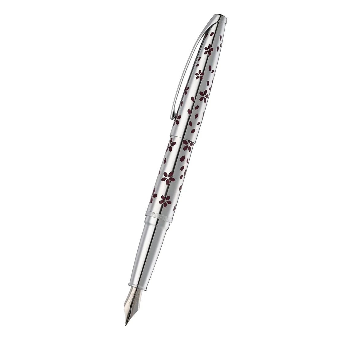 Cross ATX® Cherry Blossom Polished Chrome with Polished Chrome Appointments and Chrome Plated Medium Nib Fountain Pen