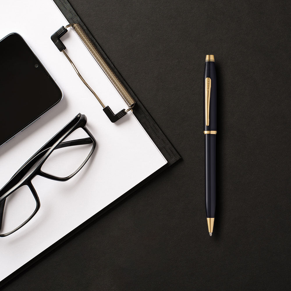 Cross Century® II Black Lacquer with 23KT Gold-Plated Appointments Ballpoint Pen