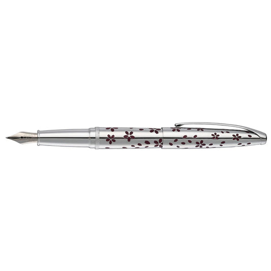 Cross ATX® Cherry Blossom Polished Chrome with Polished Chrome Appointments and Chrome Plated Medium Nib Fountain Pen