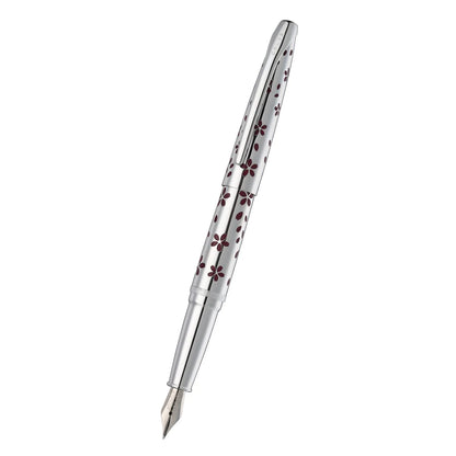 Cross ATX® Cherry Blossom Polished Chrome with Polished Chrome Appointments and Chrome Plated Medium Nib Fountain Pen