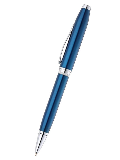 Cross Foundry Glossy Translucent Blue Lacquer with Polished Chrome Appointments Ballpoint Pen