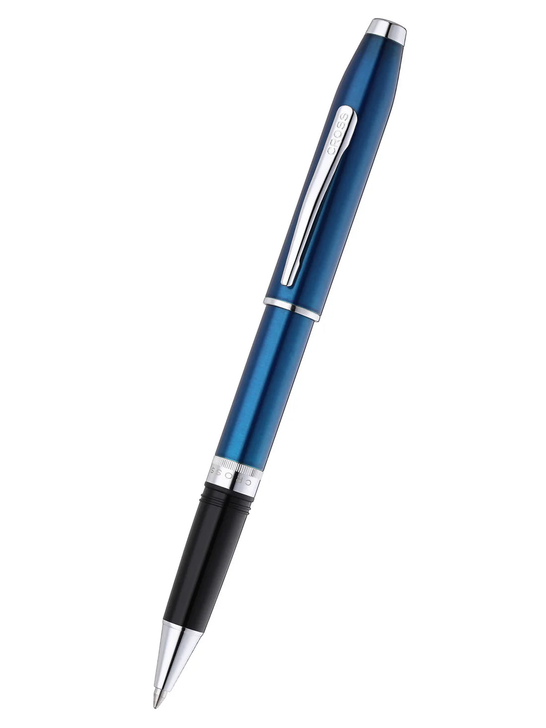 Cross Foundry Glossy Translucent Blue Lacquer with Polished Chrome Appointments Rollerball Pen