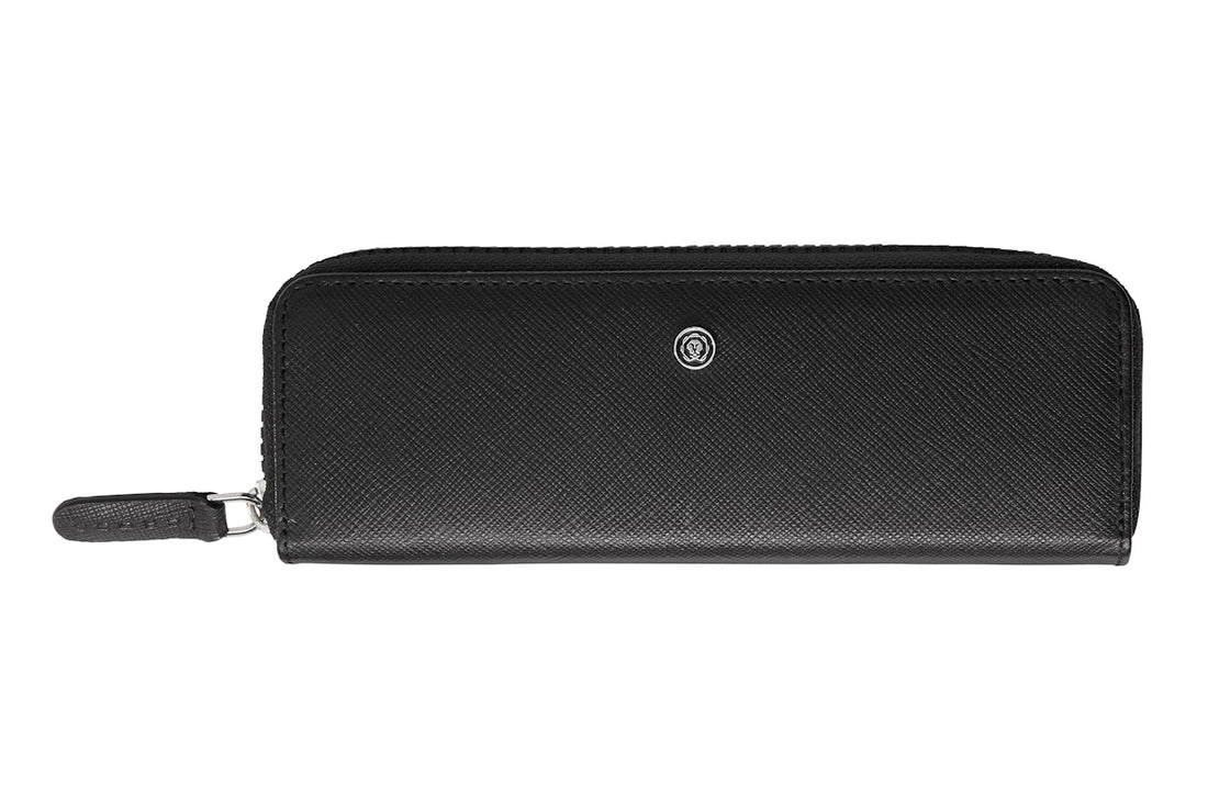 Cross Classic Black Leather Zippered Double Pen Case Gift Bundle