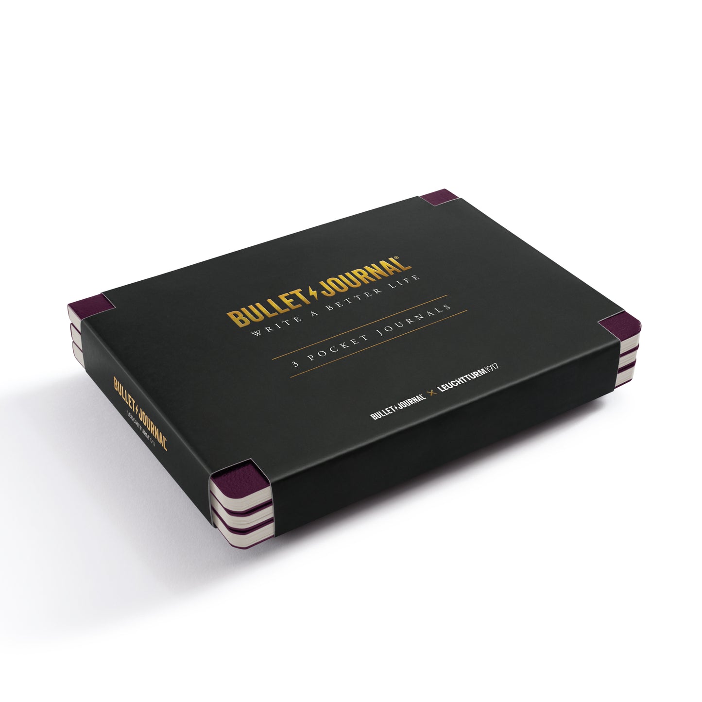Leuchtturm1917 Bullet Journal Pocket, 46 numbered double pages, Dotted, Purple26, 3-pack
