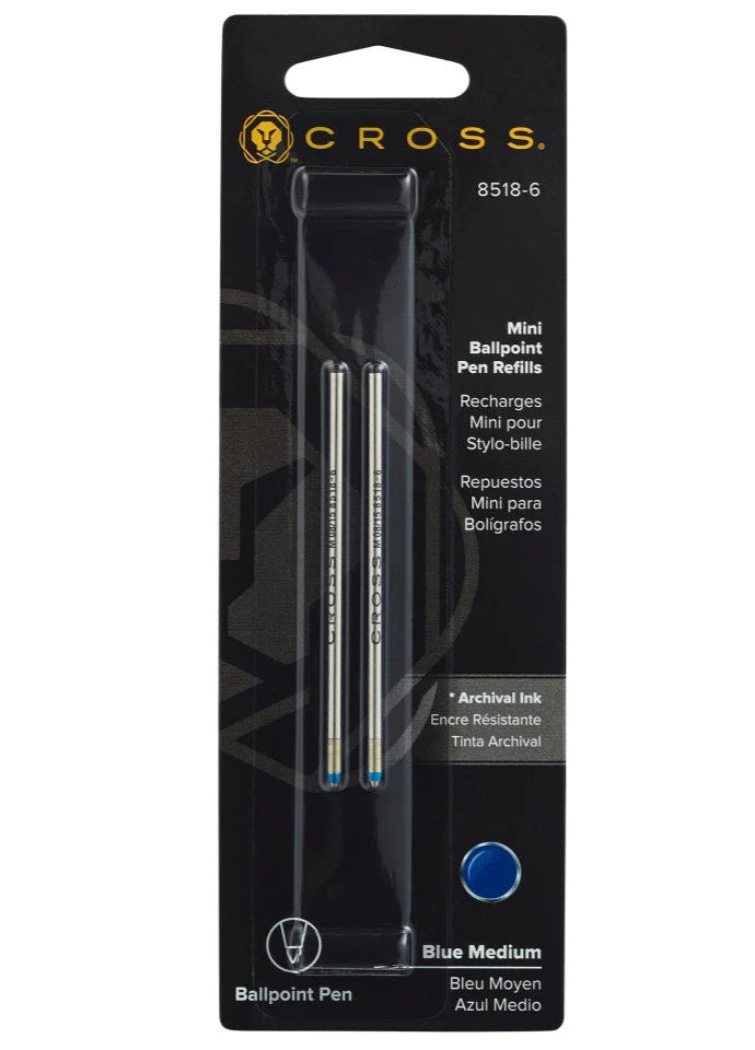 Cross Mini Ballpoint Pen Refill - Blue - Medium - Dual Pack