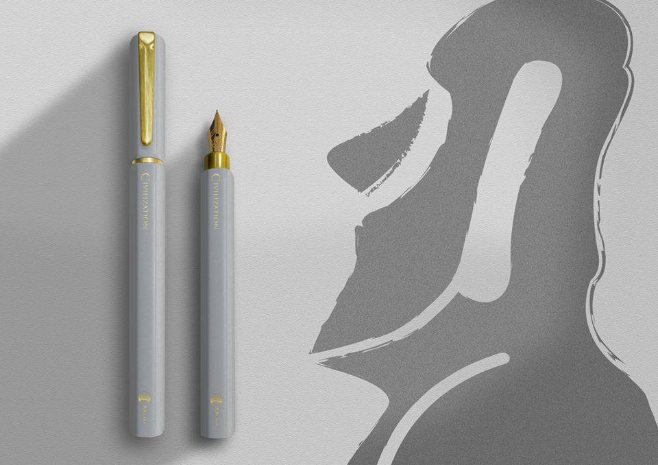 IWI CIVILIZATION FOUNTAIN PEN MOAI SILVER