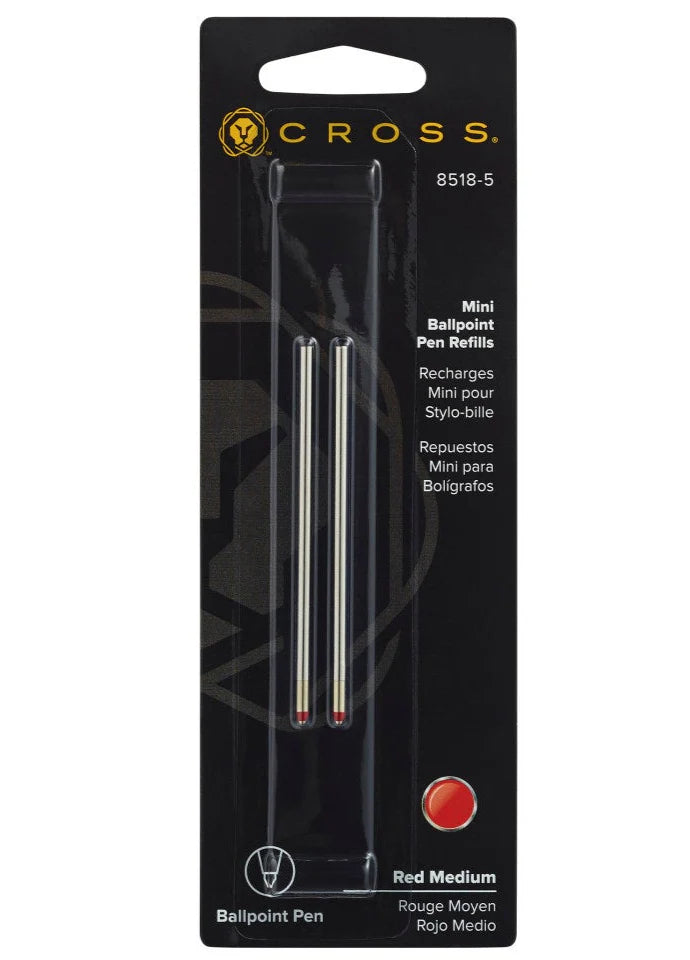 Cross Mini Ballpoint Pen Refill - Red - Medium - Dual Pack